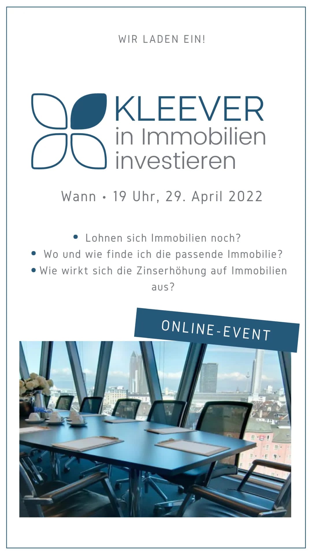 Afterwork Event, Kleever in Immobilien investieren